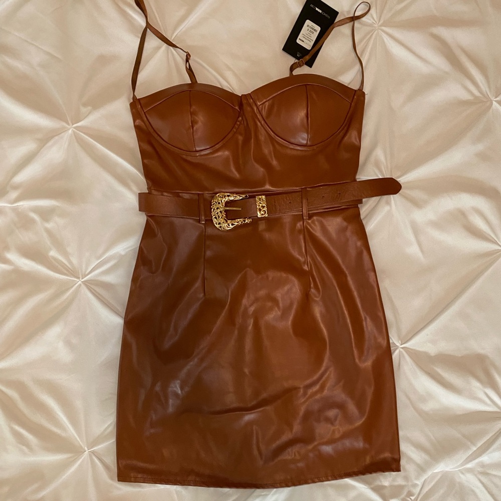 NWT Brown Belted Mini Dress